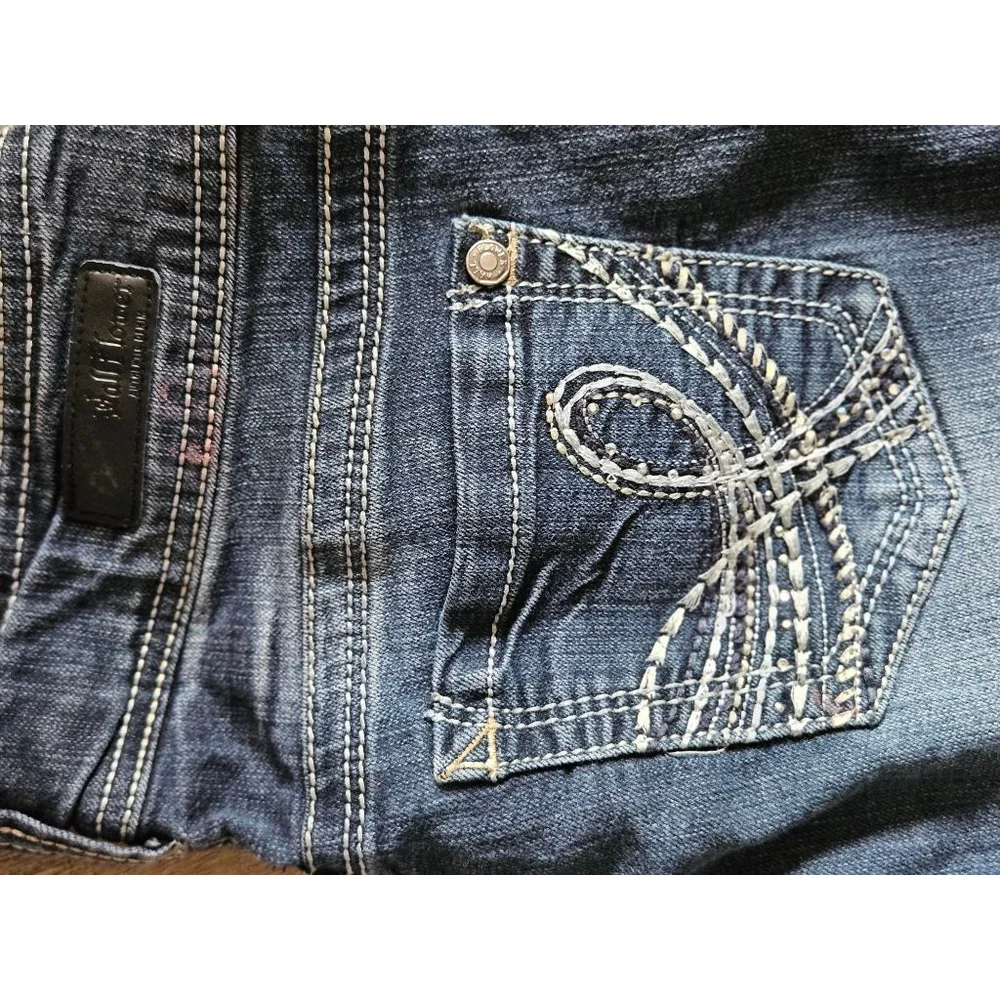 Women's WallFlower Juniors 5 Dark Blue Jeans with White Stitching